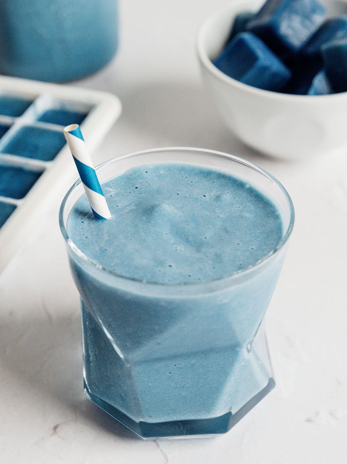 Smoothie-Würfel (Evive-Kopie) 12 Blaue Smoothie-Würfel in einem durchsichtigen Aufbewahrungsbehälter.