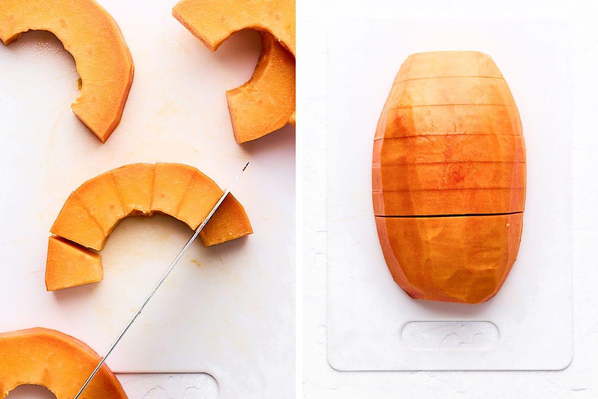 Papaya würfeln.