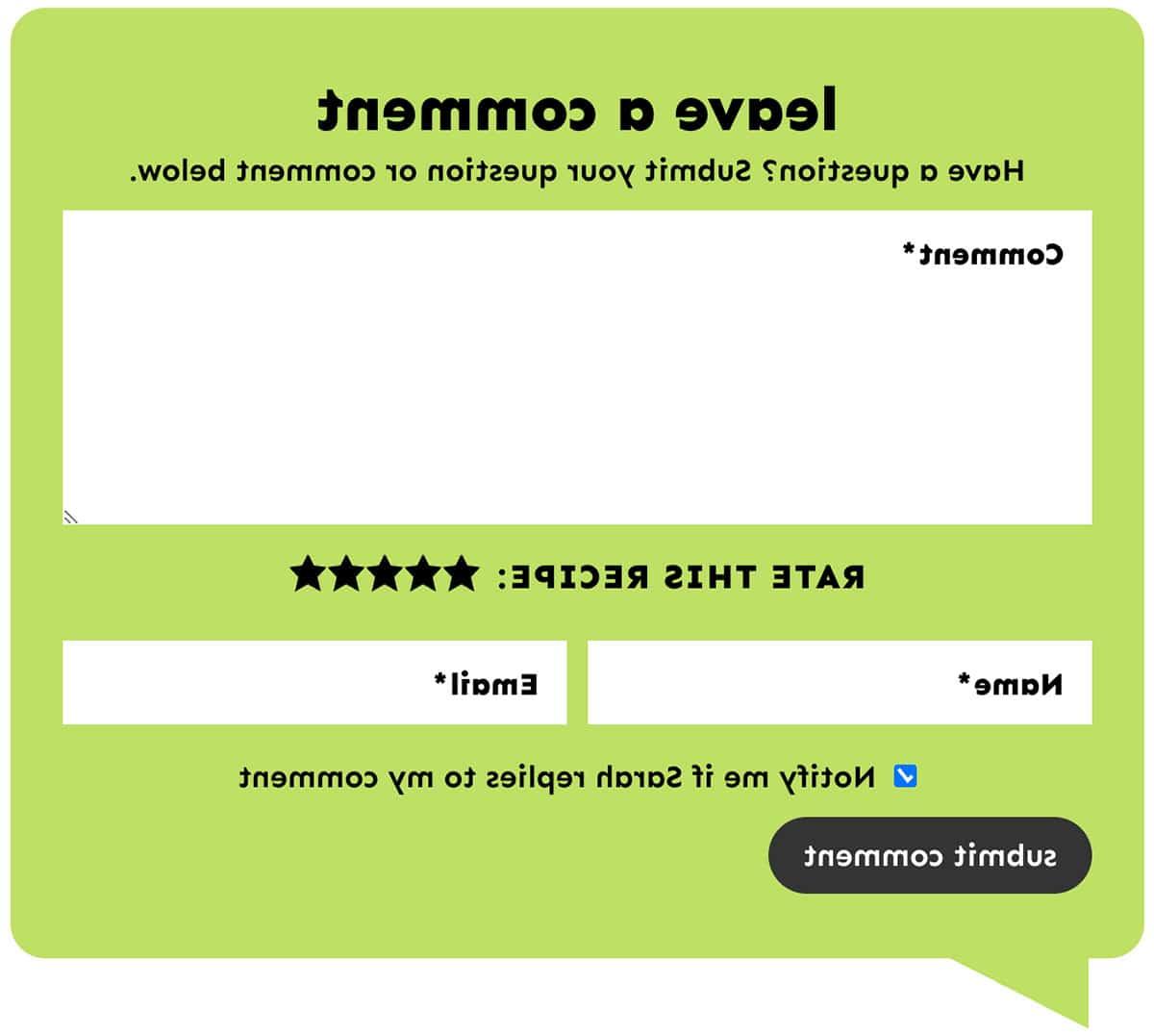 Vegetarische 31-Tage-Herausforderung 5 Screenshot des Kommentarbereichs auf einer Rezeptseite, um eine Bewertung zu hinterlassen.