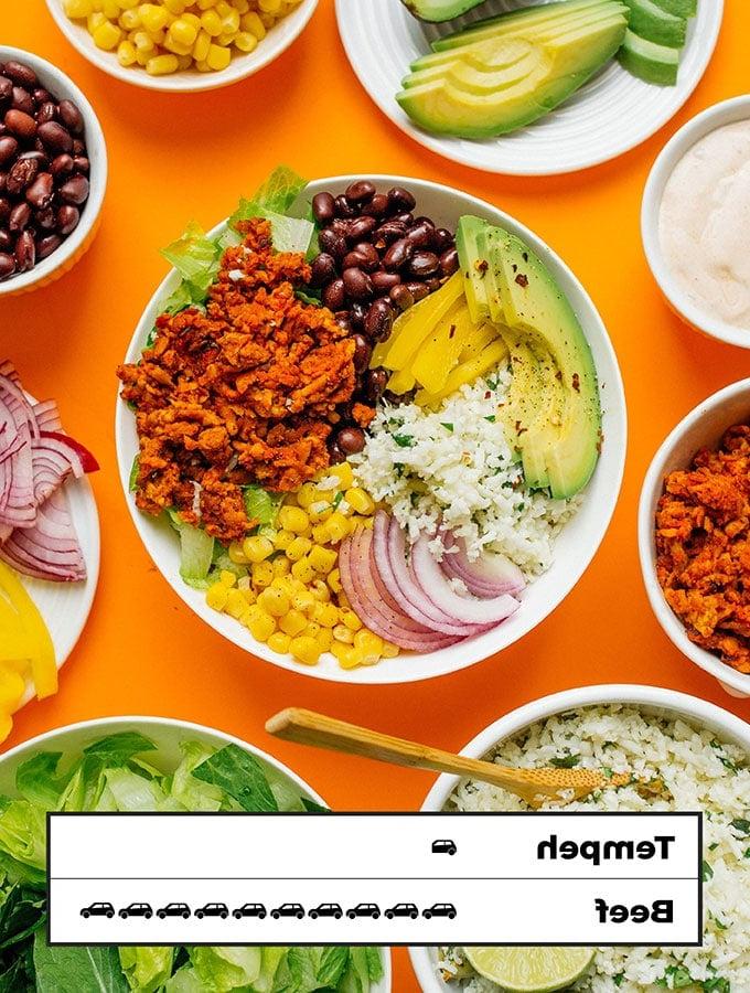 13 Rezepte zur Reduzierung deines CO2-Fußabdrucks 7 CO2-Fußabdruck von Tempeh Burrito Bowls