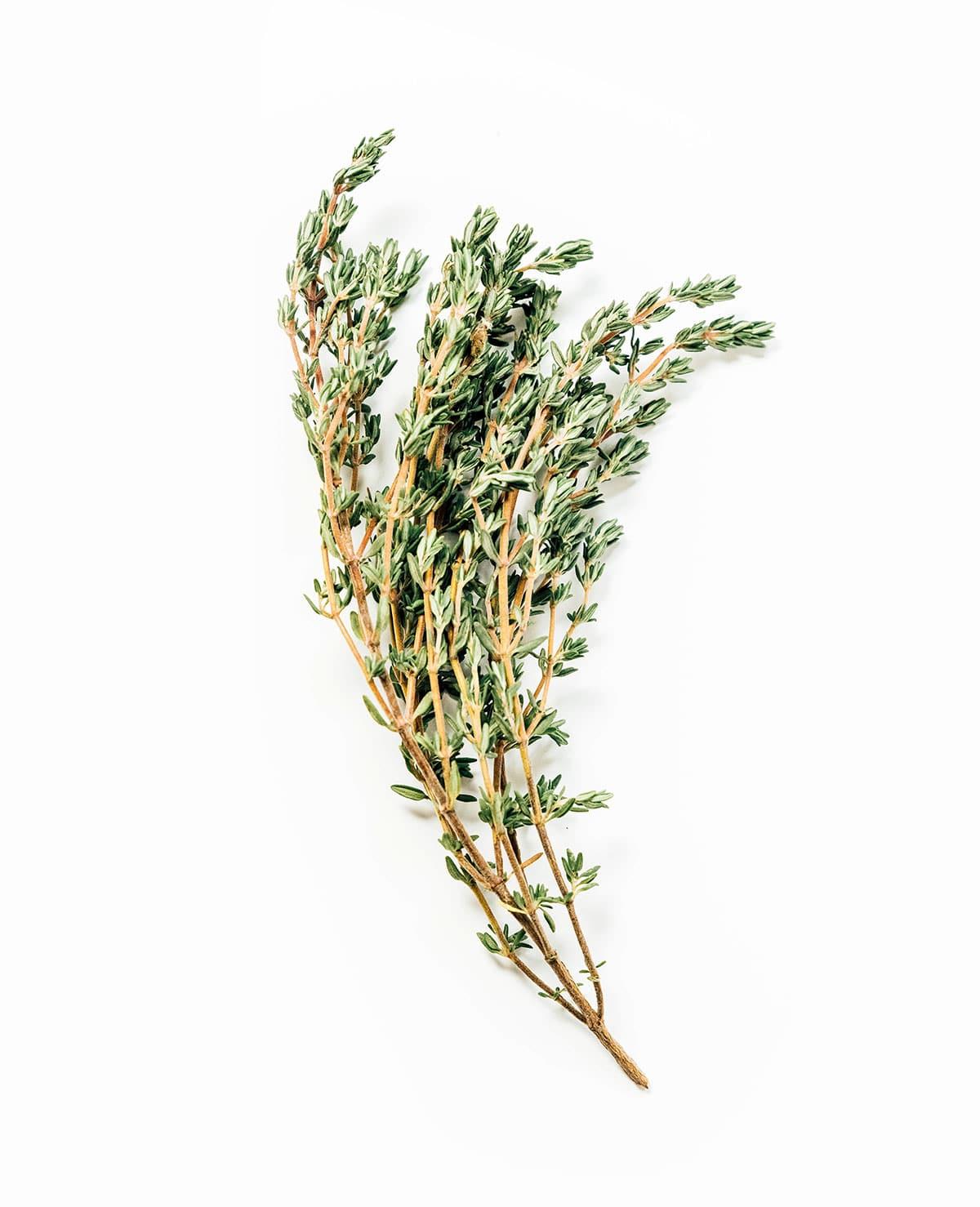 Die beliebtesten Kräuter und ihre Anwendung! 10 Frischer Thymian auf einem Holztisch