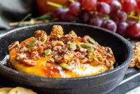 Melted Brie with Fig Jam and Toasted Nuts