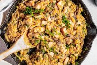 Single-Skillet Creamy Parmesan Chicken & Mushroom Orzo