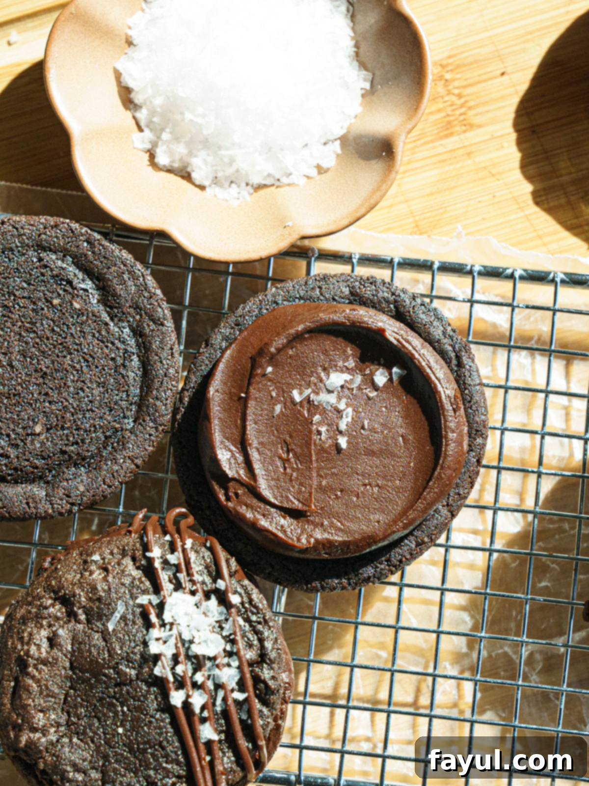 Double chocolate cookie sandwiches