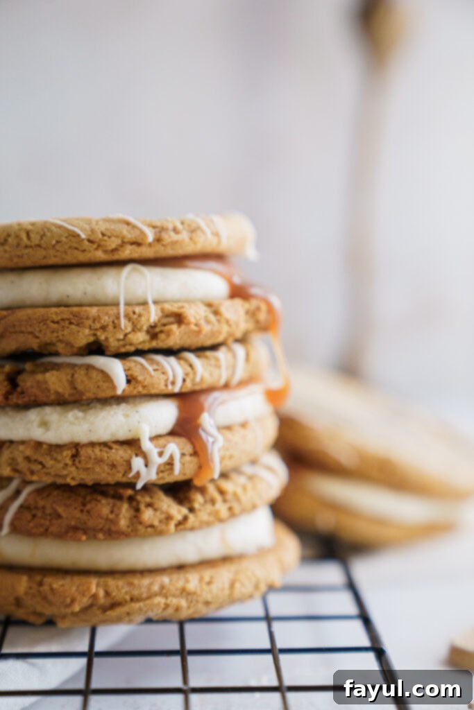 Artfully arranged Gingerbread Caramel Cookie Sandwiches