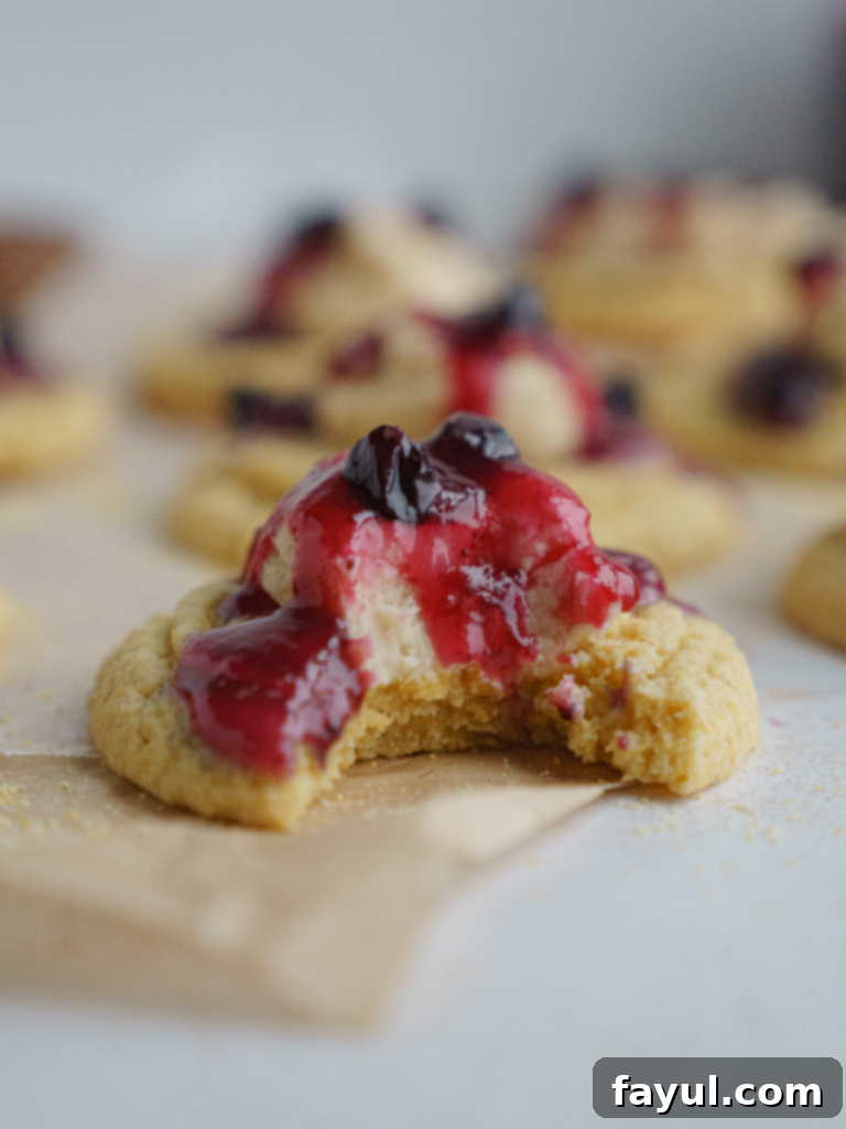 blueberry cornbread cookies with maple butter and compote