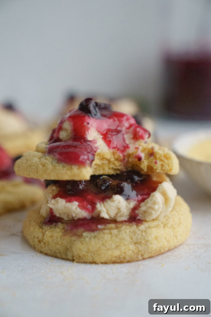 blueberry cornbread cookies stack