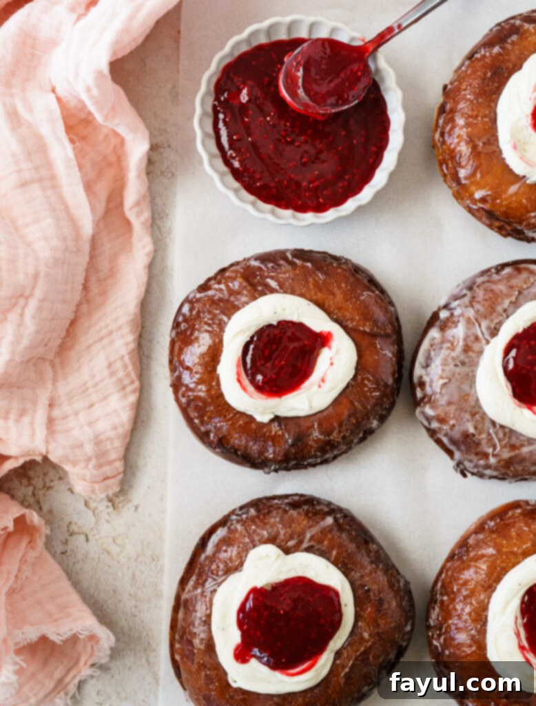 Finished Brioche Jelly Donuts on a serving plate