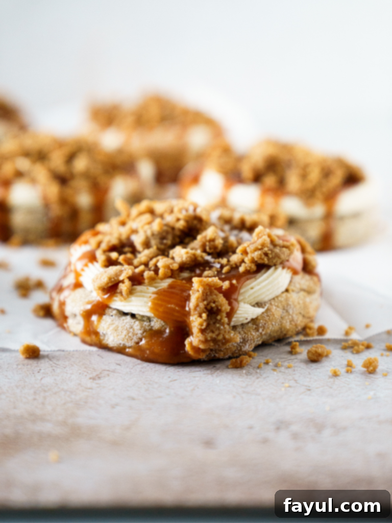 Caramel Banana Bread Cookies - A large, beautifully frosted and drizzled cookie