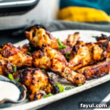 Angle shot of ranch wings on serving platter.