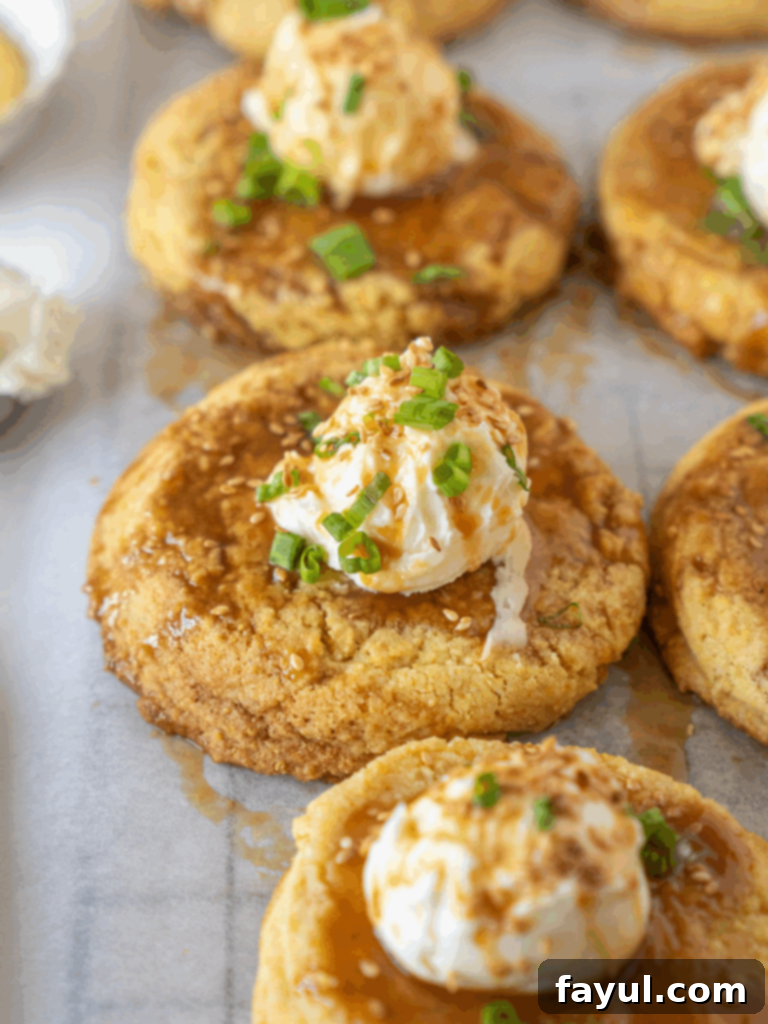 Savory Cornbread Cookies with Sesame & Soy Caramel – a unique sweet and savory dessert.