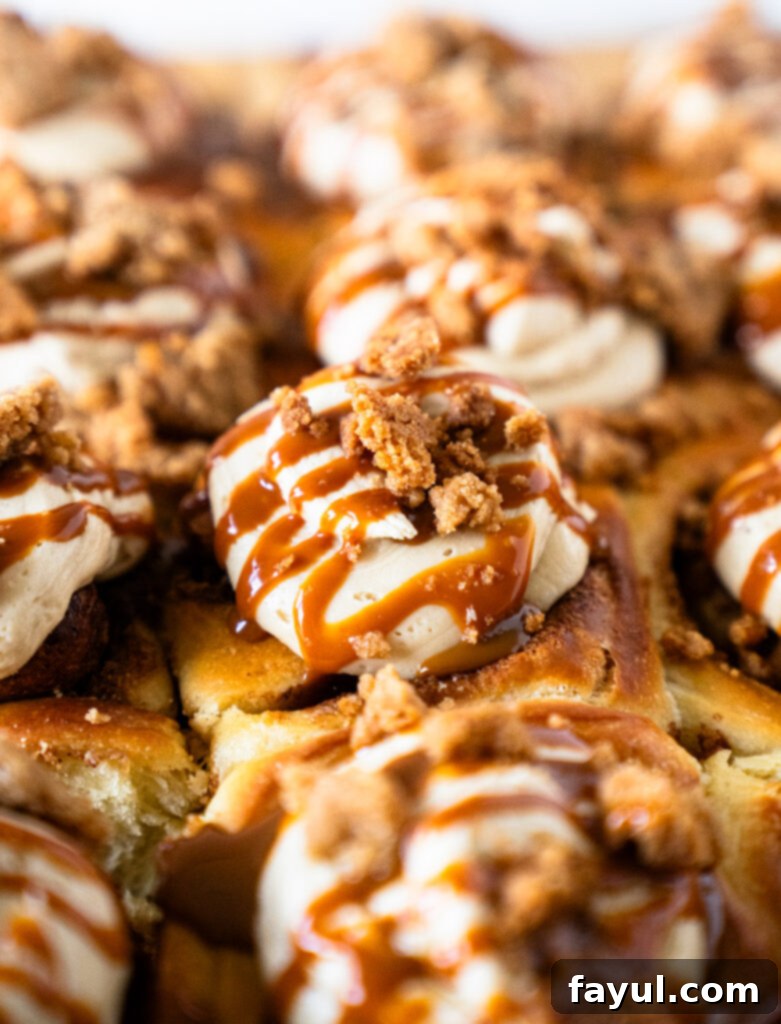 Delicious Dulce de Leche Cinnamon Roll with streusel and frosting