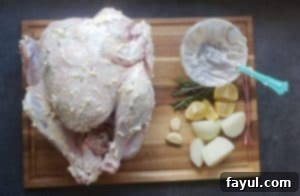 The turkey breast is generously coated with a rich herb butter, both under and over the skin, for maximum flavor and moisture.