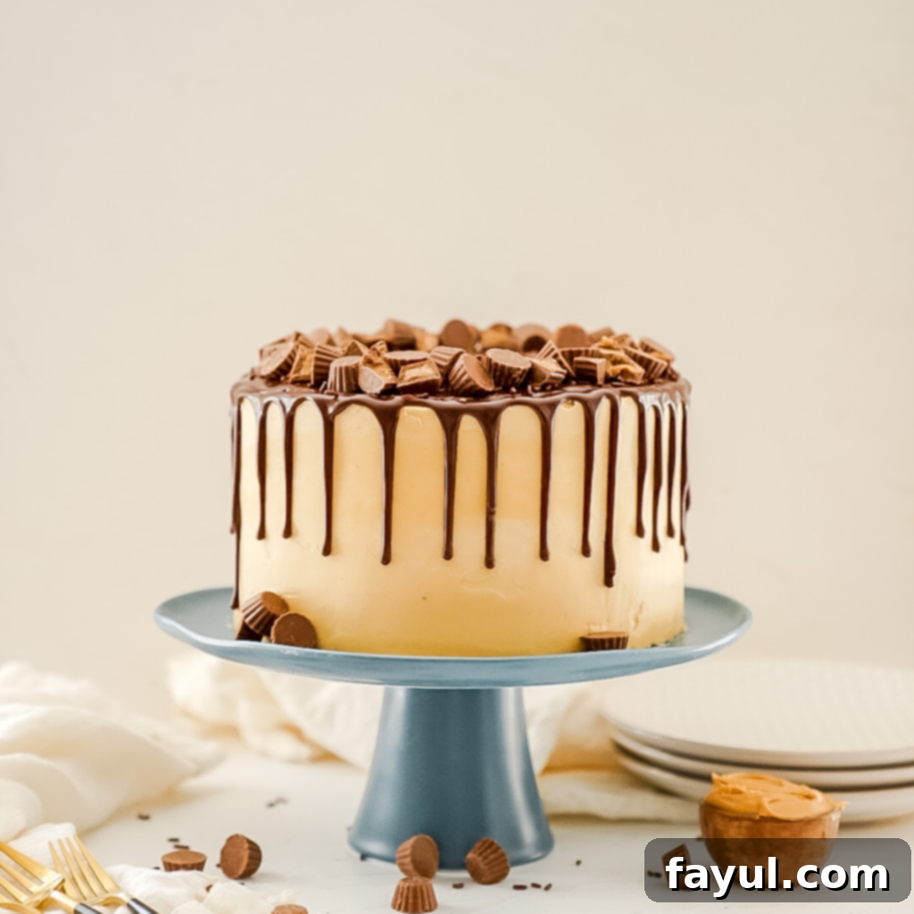 Decadent Chocolate Peanut Butter Cake with Ganache Drip