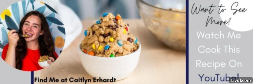 Promotional banner for edible cookie dough recipe video on YouTube.