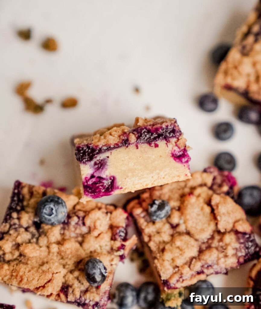 Delicious Blueberry Crisp Blondies, freshly baked and ready to serve.