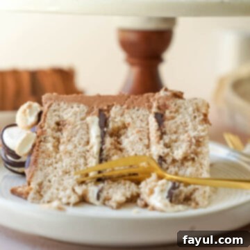 A slice of the decadent Churro S'mores Cake