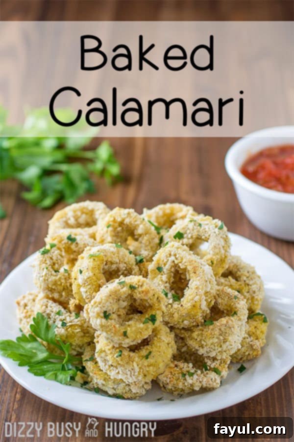 Baked calamari on a plate with parsley garnish