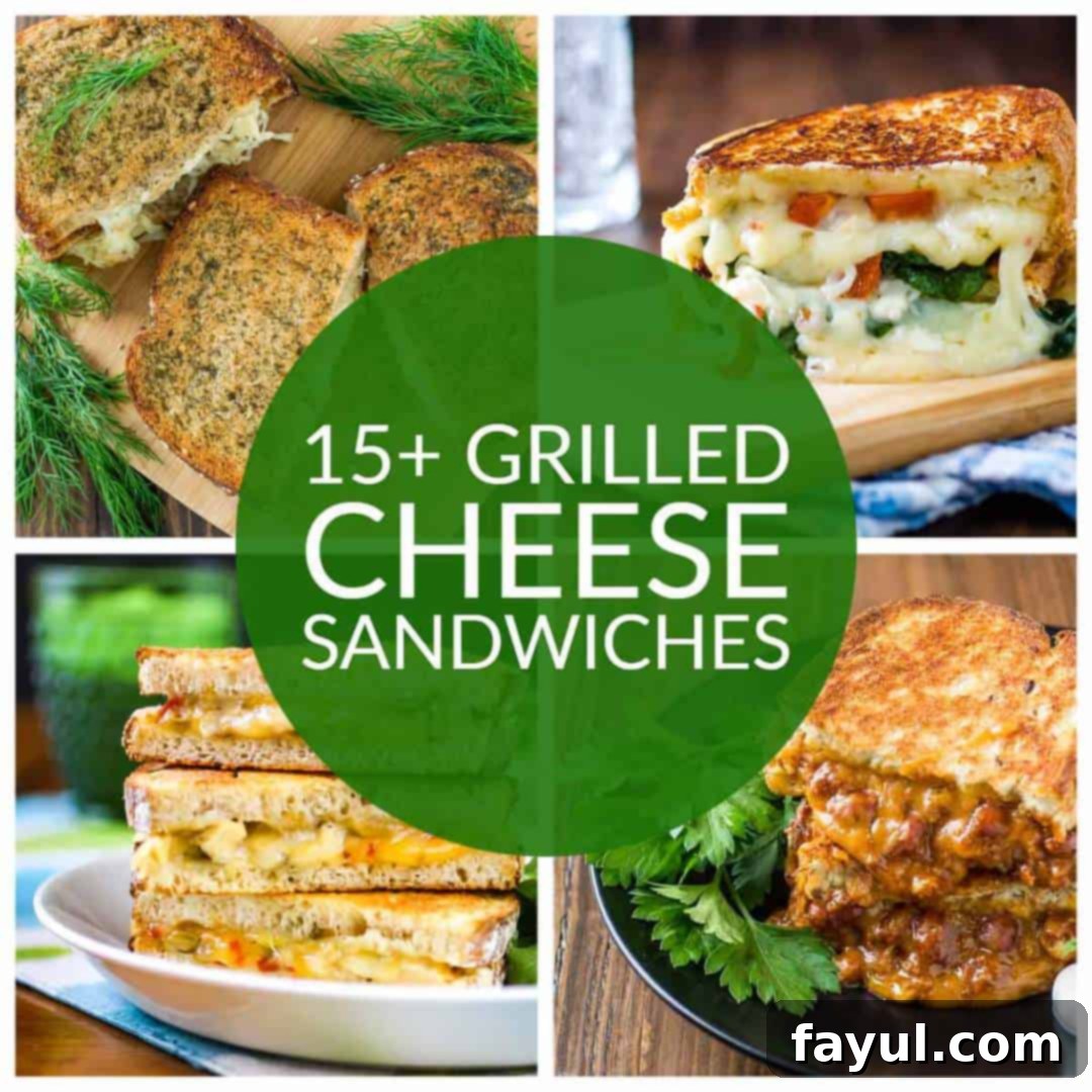 Collage of 4 different grilled cheese sandwiches