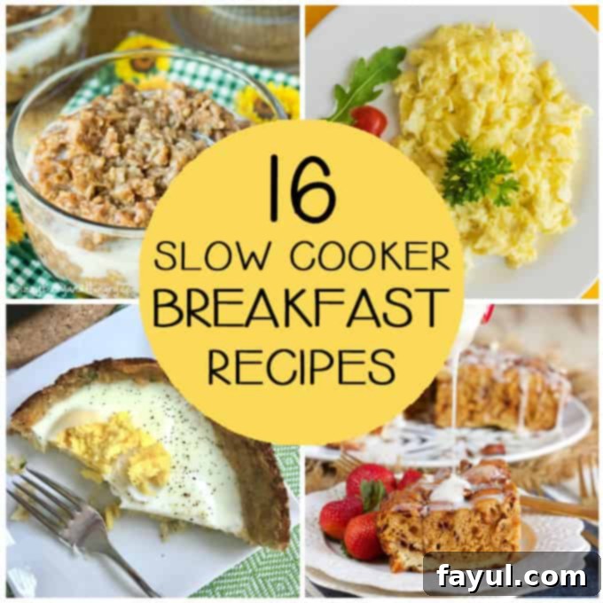 Square collage of 4 slow cooker breakfast recipes