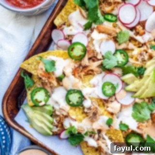 These sheet pan pork carnitas nachos with homemade queso are perfect for a quick and easy weeknight dinner, parties, holidays, or game days! Top with fresh cilantro, jalapeno, and lime for the best finishing touch! #nachos #MexicanFood #pork #food