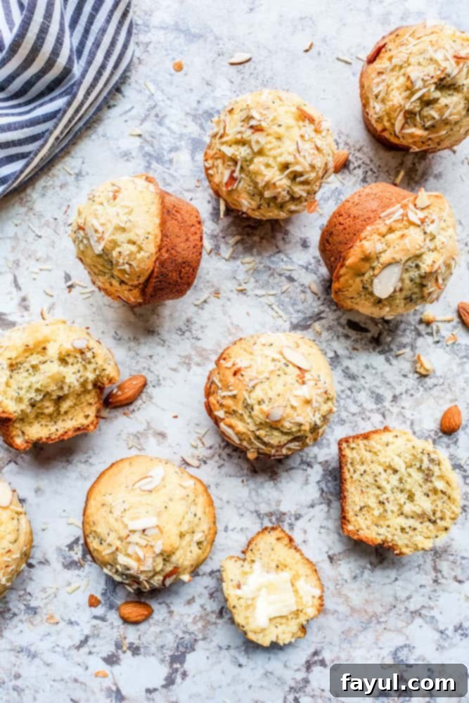 Muffins scattered on a counter top.
