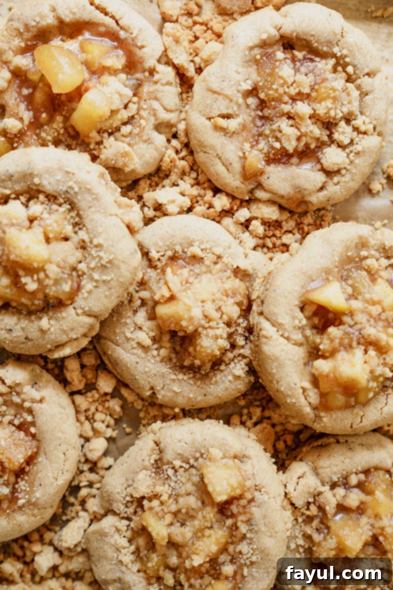 raw apple crumb cookie dough ready to bake