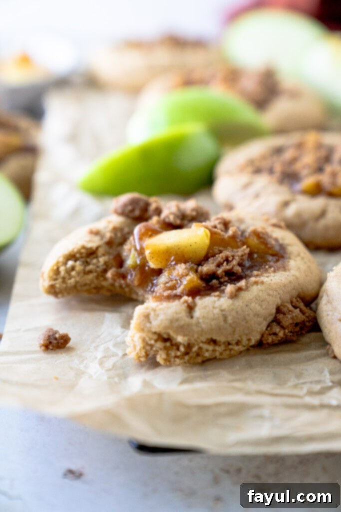 baked apple crumb cookies on a cooling rack