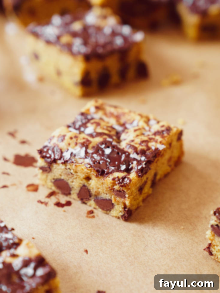 Chewy spiced Pumpkin Chocolate Chip Blondies, perfect for fall