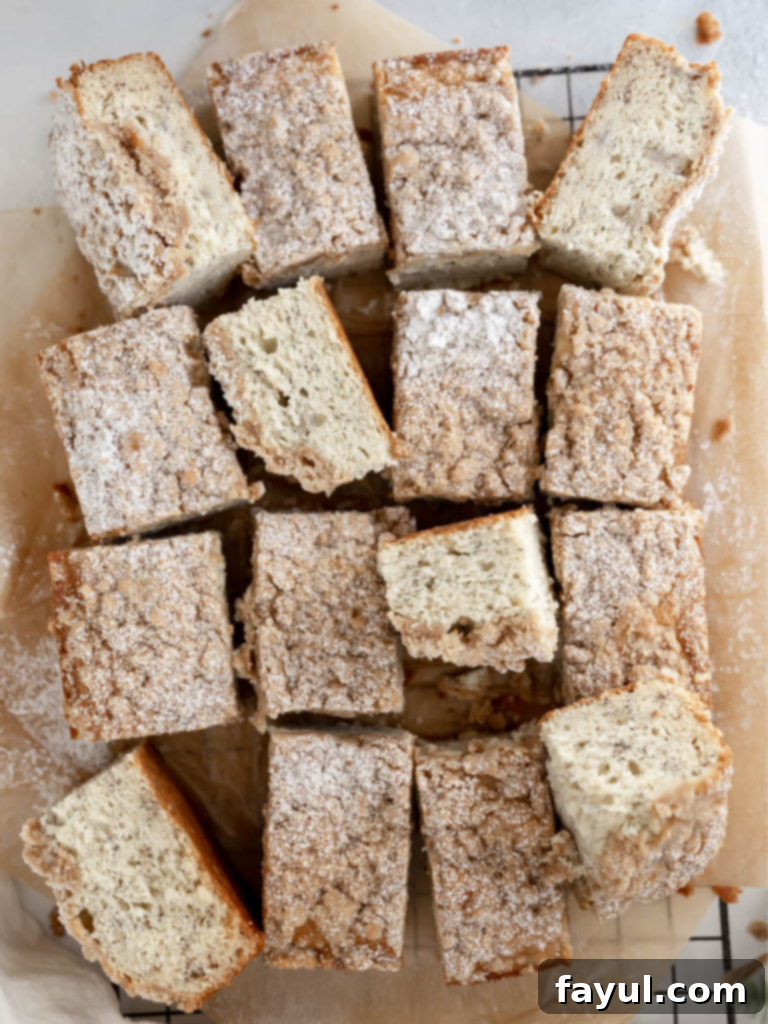 Delicious Banana Coffee Sheet Cake with a crunchy cinnamon topping