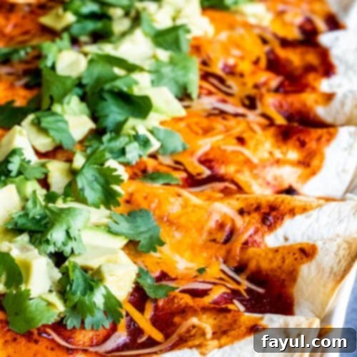 This Vegetarian Enchiladas recipe is the BEST healthy and easy weeknight dinner for the whole family! This meal combines roasted cauliflower, peppers, and tomatoes with pinto beans and cheese for the best veggie combo. Topped with chipotle red enchilada sauce, cheese, avocado and cilantro for the perfect finish! Add other favorites like sour cream and salsa to make them your own. {VIDEO] #MexicanFood #vegetarian #veggie #healthy #dinner #recipe #enchiladas