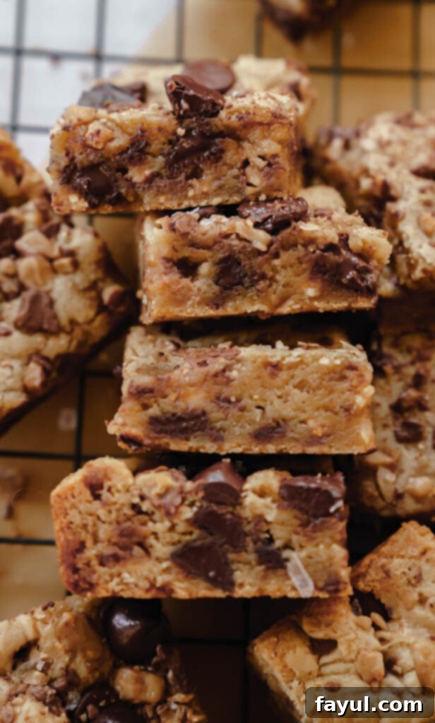 Individual Dark Chocolate Toffee Blondie square.