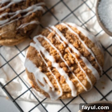 Coffee Cake Cookies with drizzle on a serving plate