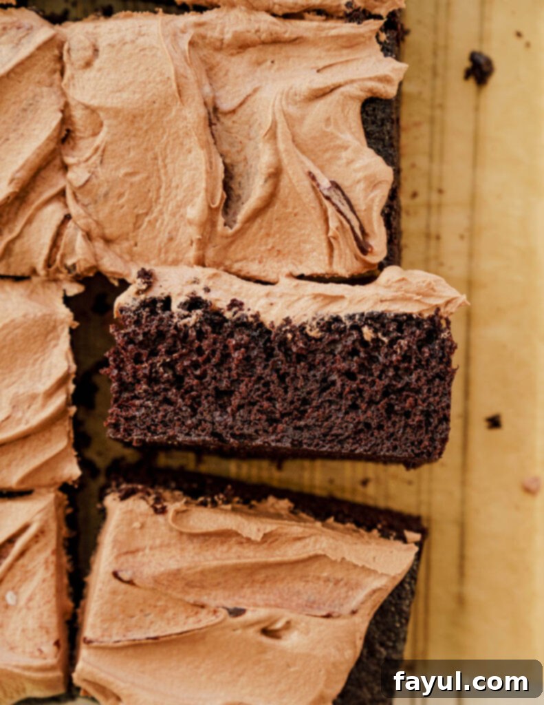 Spreading fudgy chocolate buttercream on cake