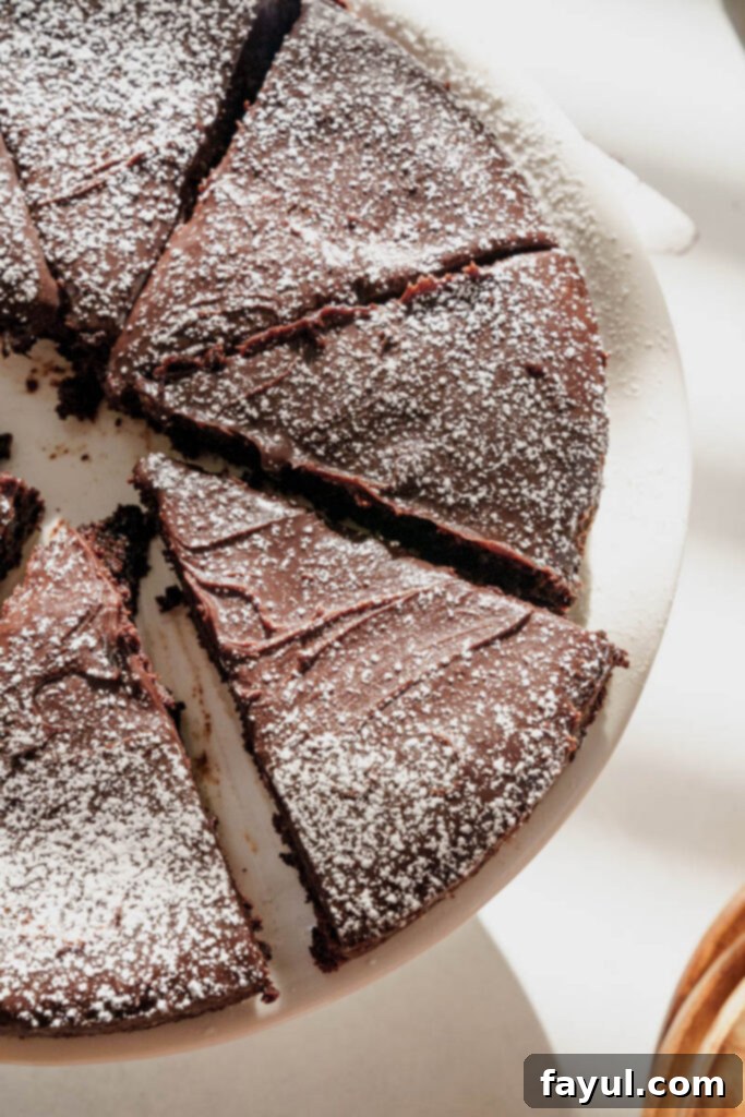 close-up of flourless chocolate cake batter