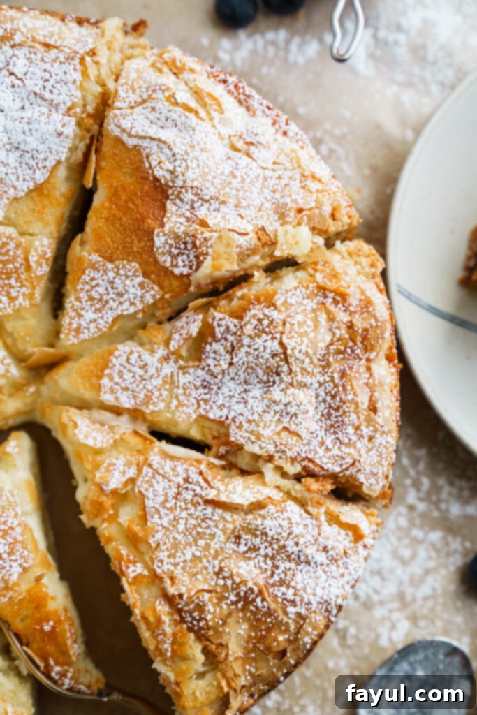 Two slices of St. Louis gooey butter cake dusted with powdered sugar