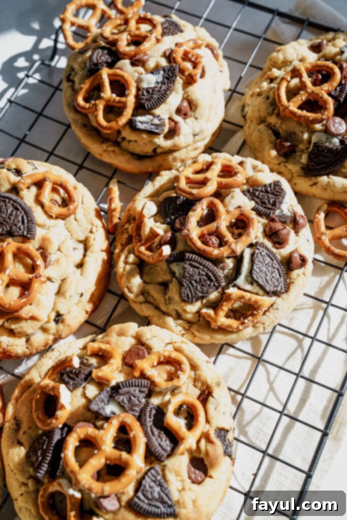Ingredients for Peanut Butter Oreo Pretzel Cookies laid out