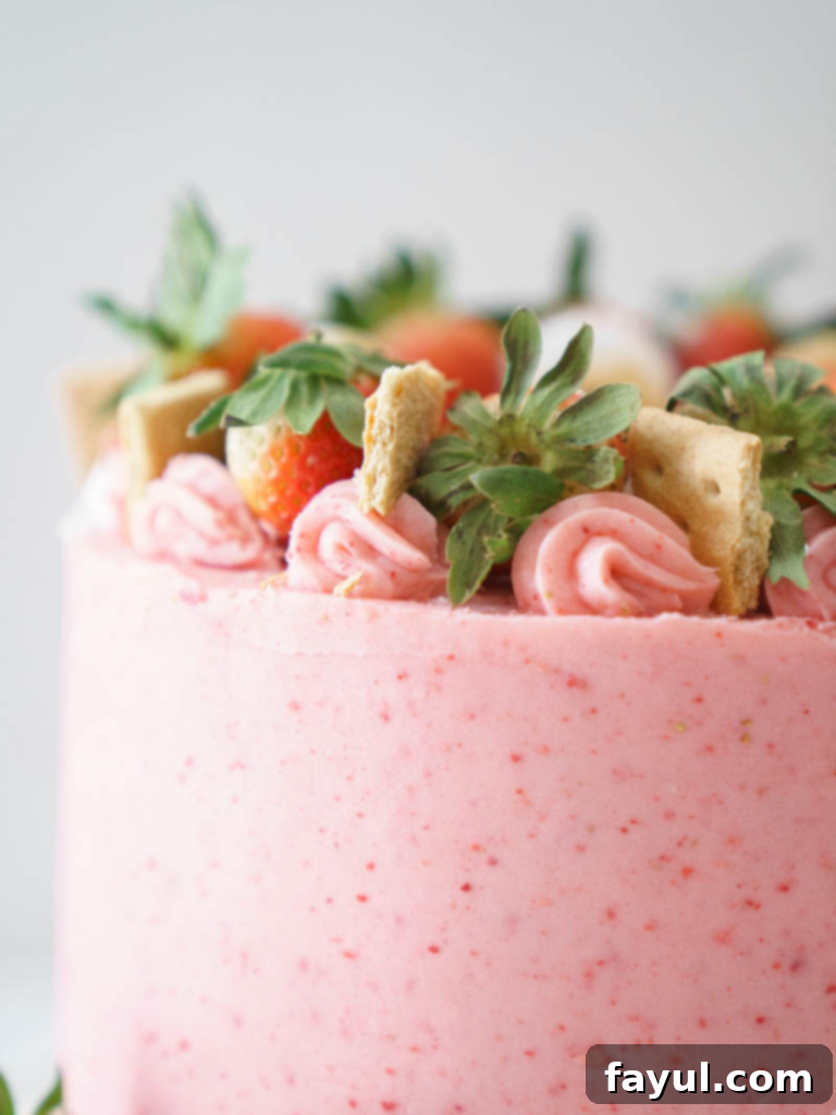 Decadent S'mores Strawberry Layer Cake with Toasted Marshmallow Filling