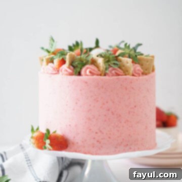 S'mores Strawberry Cake with Toasted Marshmallow and Strawberry Buttercream