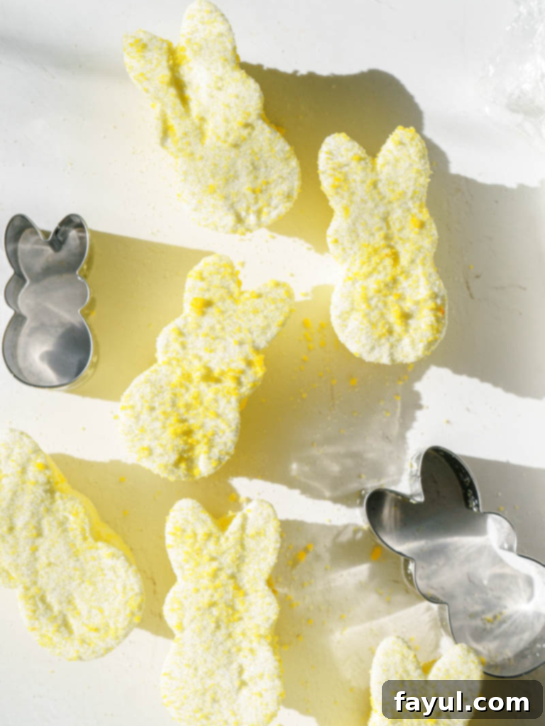 Homemade Peeps, soft and pillowy, coated in sugar
