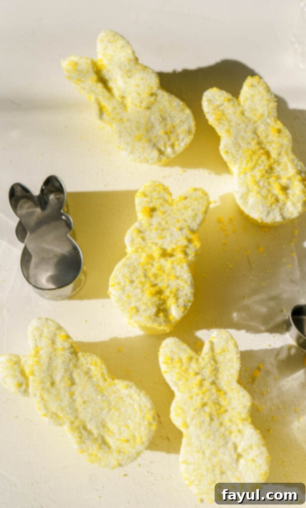Homemade Peeps arranged beautifully