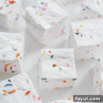 Birthday Sprinkle Marshmallows, soft and fluffy homemade treats.