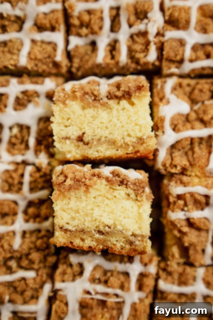 Freshly baked coffee cake, ready to serve