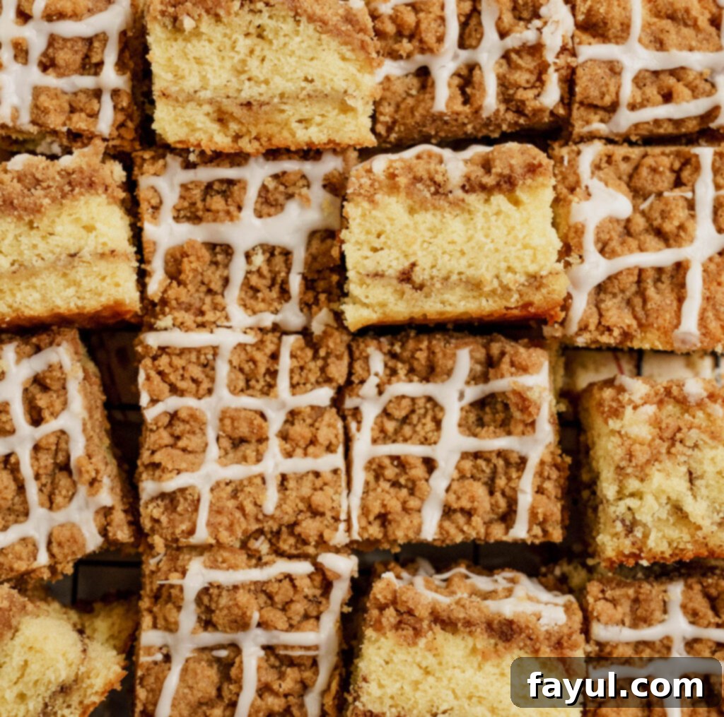 Freshly baked coffee cake with glaze