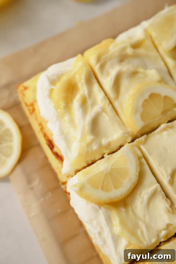 Lemon sheet cake with cream cheese frosting