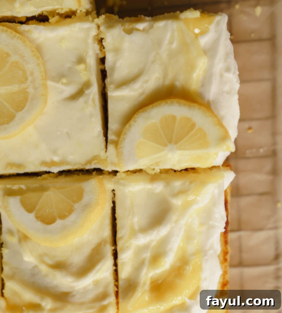 Lemon Sheet Cake slice