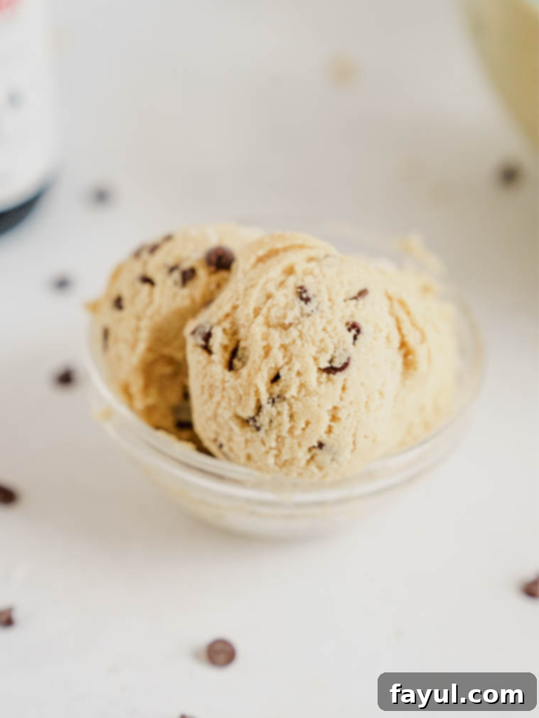 Effortless Edible Cookie Dough Bliss 2 Delicious, safe-to-eat edible cookie dough in a bowl, ready to be enjoyed