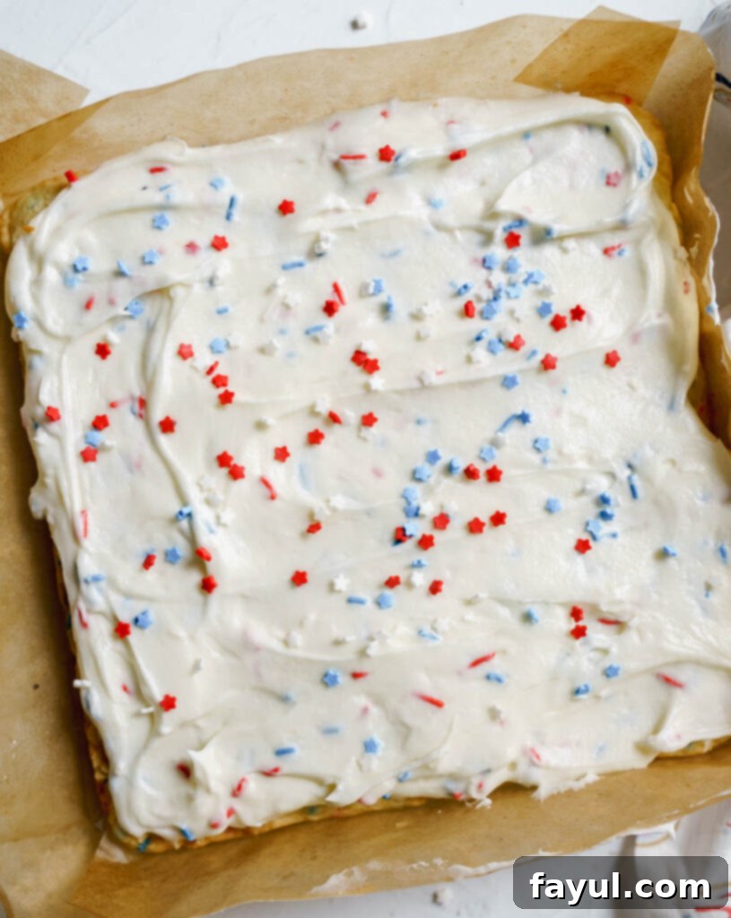 Frosted sugar cookie bars with sprinkles