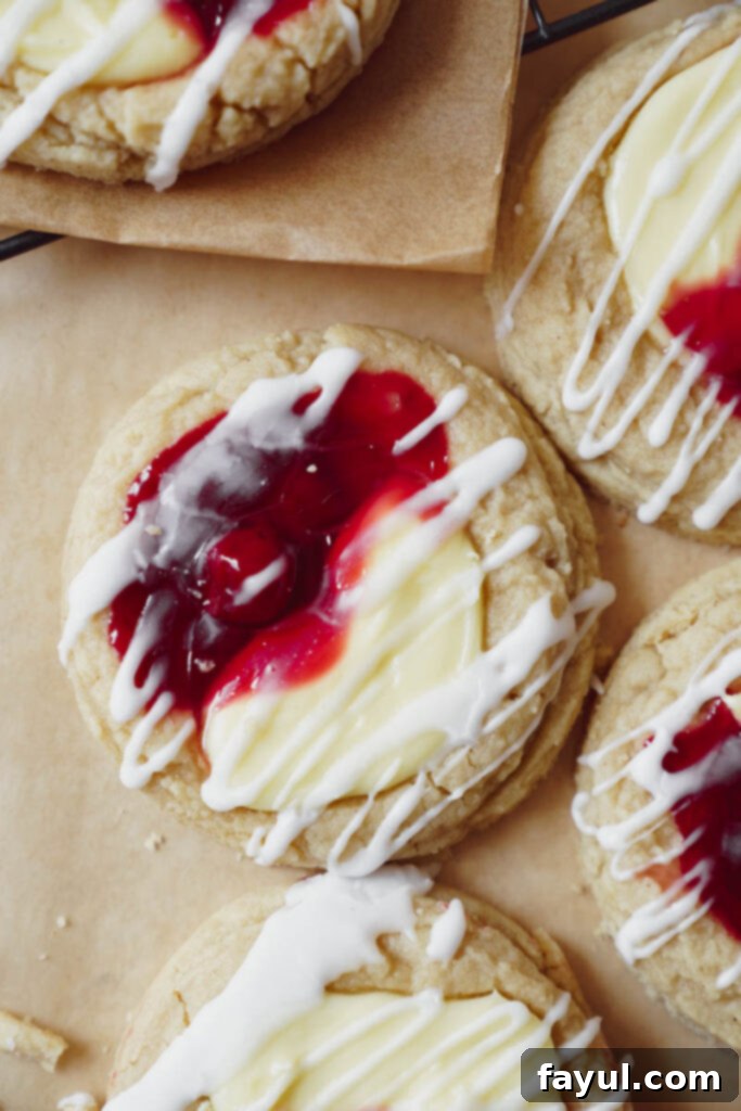 Cream cheese and cherry pie filling ready to be added to cookies
