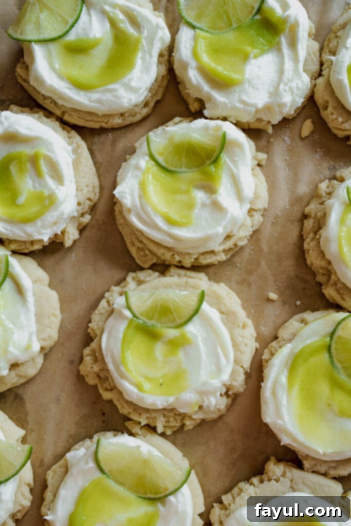 Serving plate full of Frosted Coconut Lime Sugar Cookies